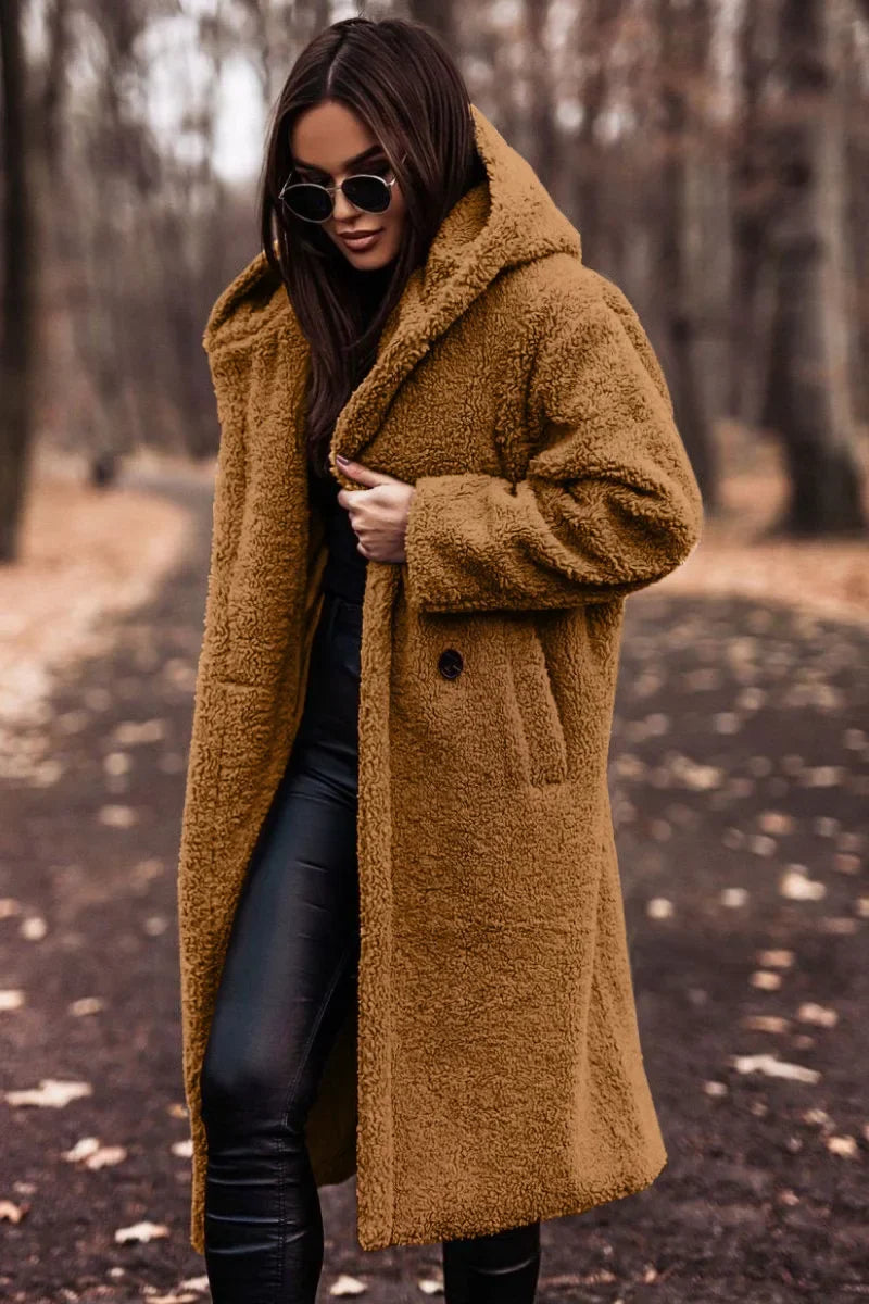 Long Hooded Winter Coat for Women | Cold Weather Outerwear Below Hip Length