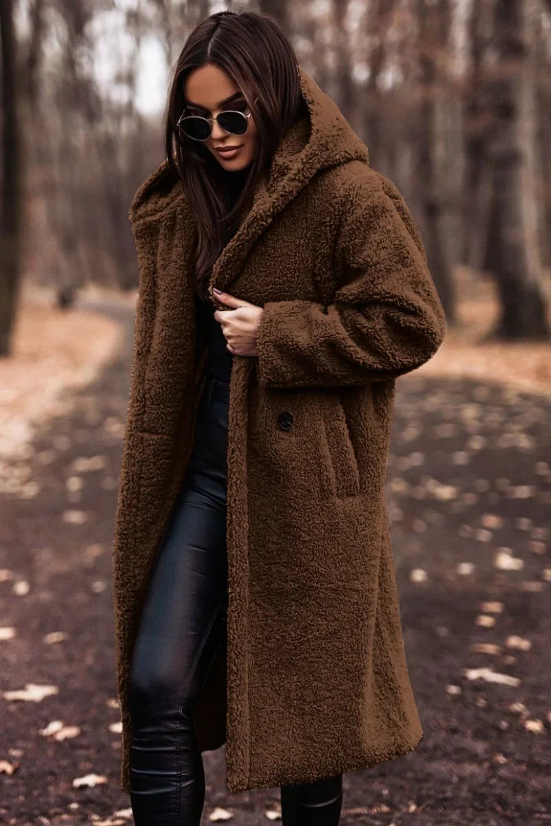 Long Hooded Winter Coat for Women | Cold Weather Outerwear Below Hip Length