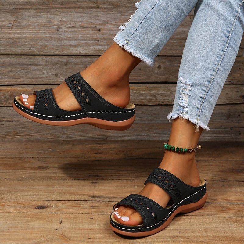 Triple Arch Support Slip On Open Design Sandals for Women | Daily Casual Wear