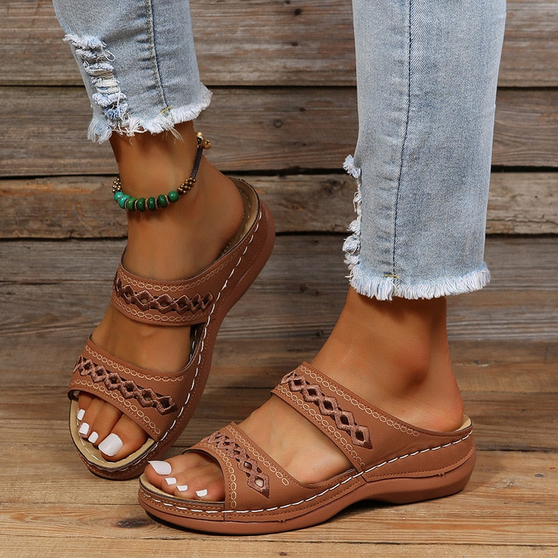 Triple Arch Support Slip On Open Design Sandals for Women | Daily Casual Wear