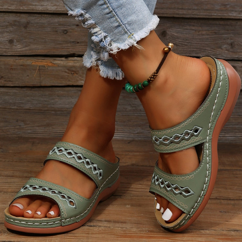 Triple Arch Support Slip On Open Design Sandals for Women | Daily Casual Wear