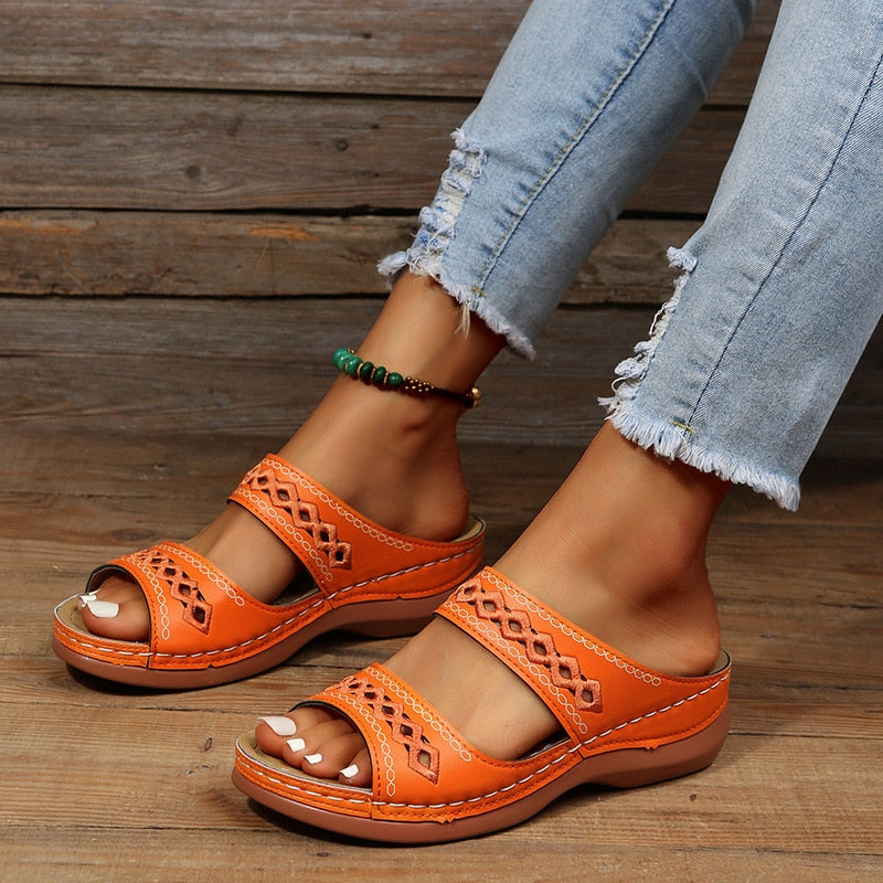 Triple Arch Support Slip On Open Design Sandals for Women | Daily Casual Wear