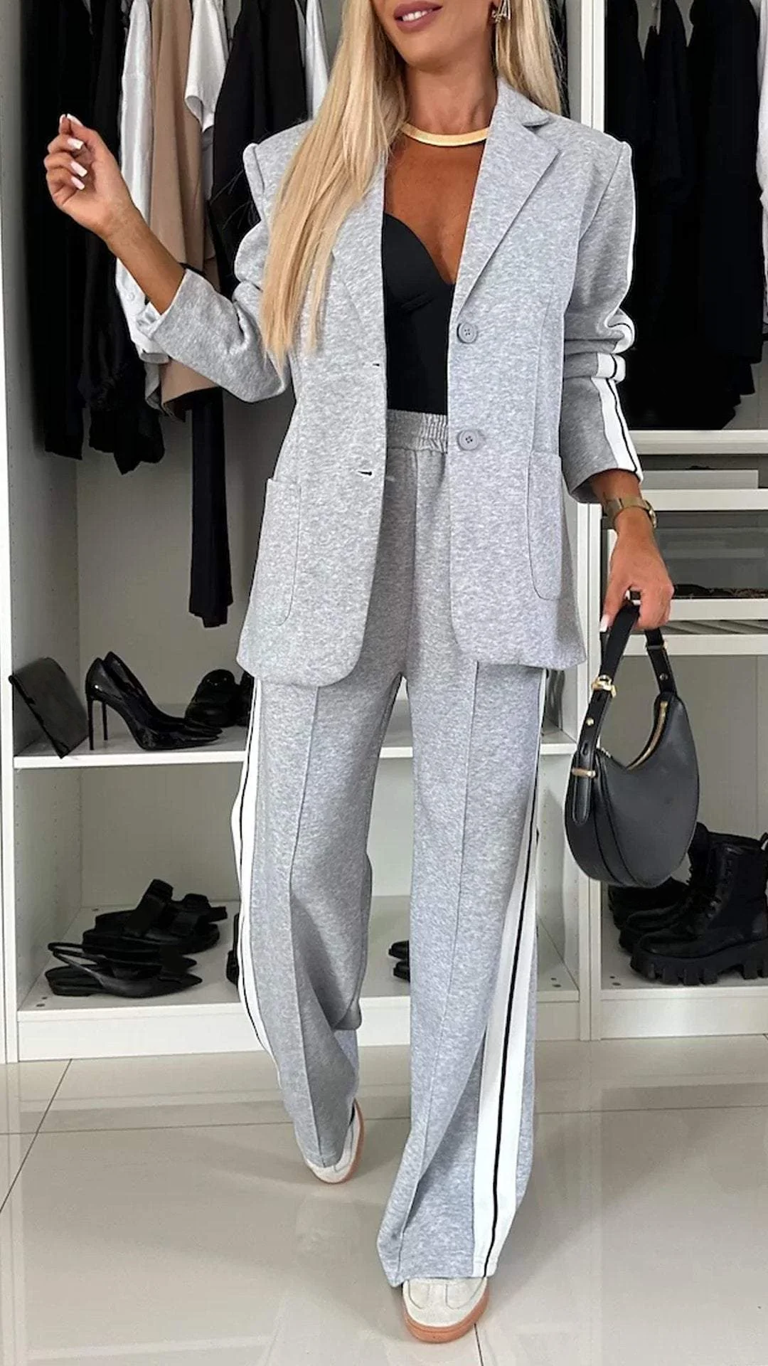 Relaxed Fit Two Piece Blazer and Pants Suit for Women | Office Casual