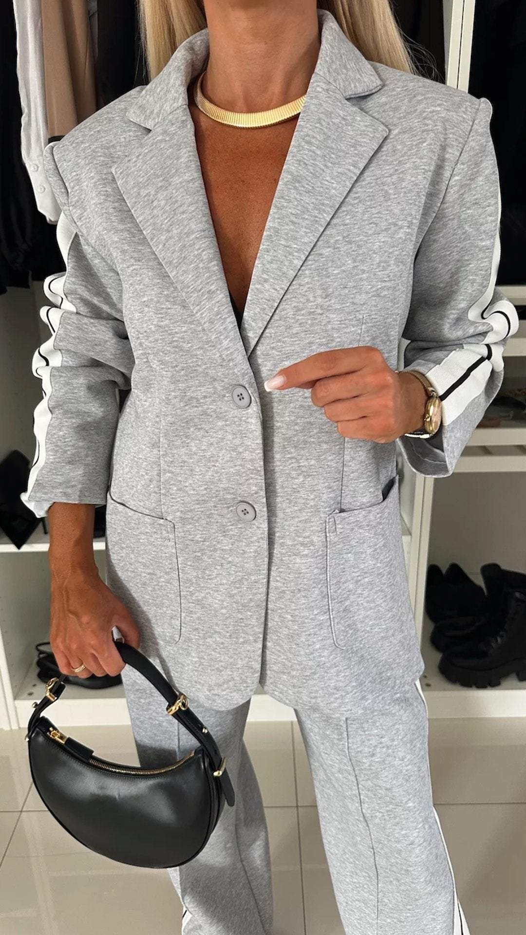 Relaxed Fit Two Piece Blazer and Pants Suit for Women | Office Casual