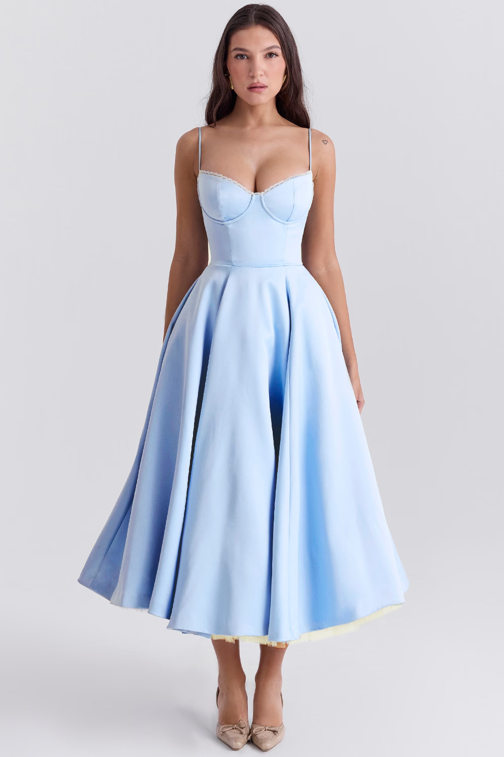 Corset Bodice A-Line Midi Dress for Women | Sweetheart Neckline Formal Wear