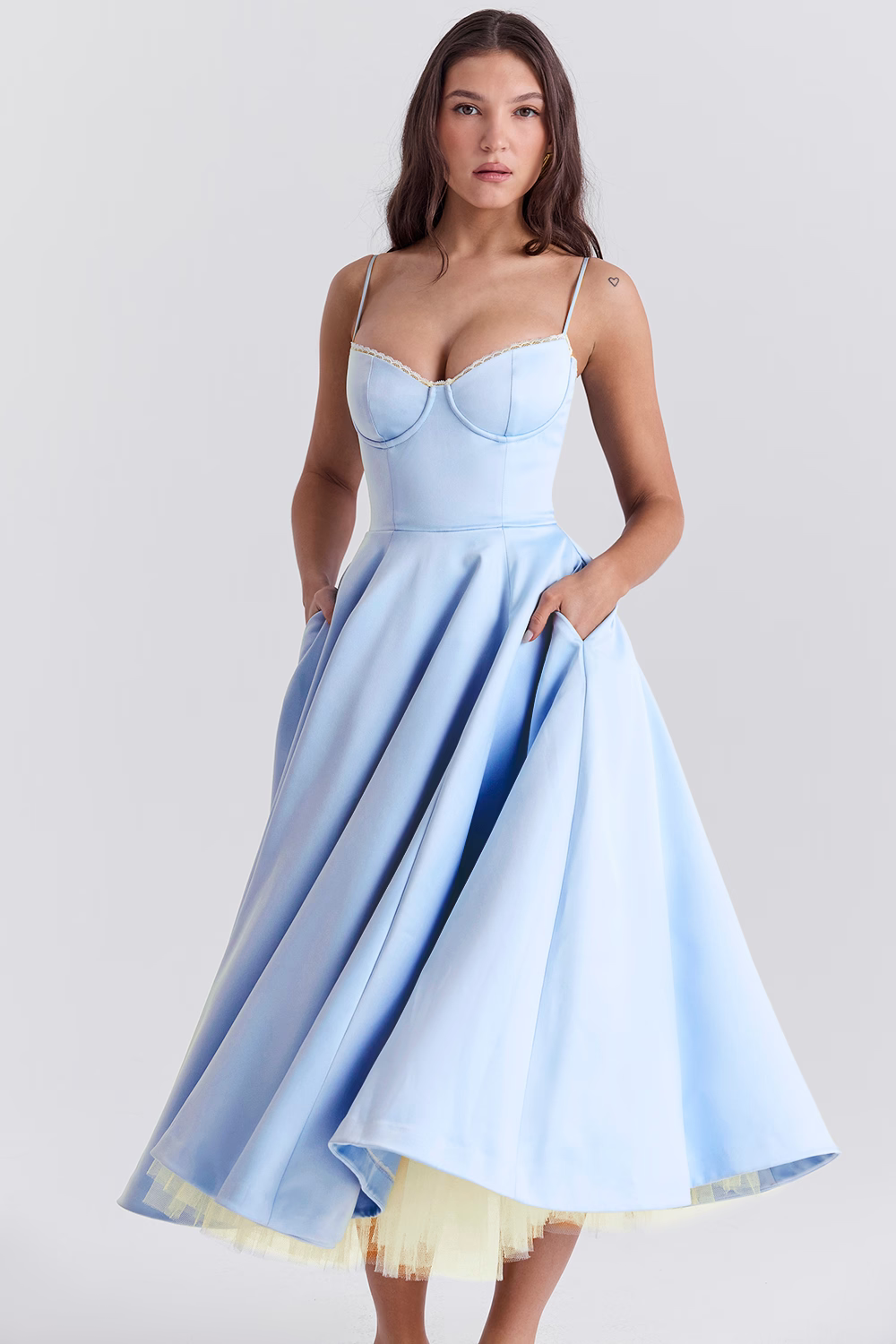Corset Bodice A-Line Midi Dress for Women | Sweetheart Neckline Formal Wear