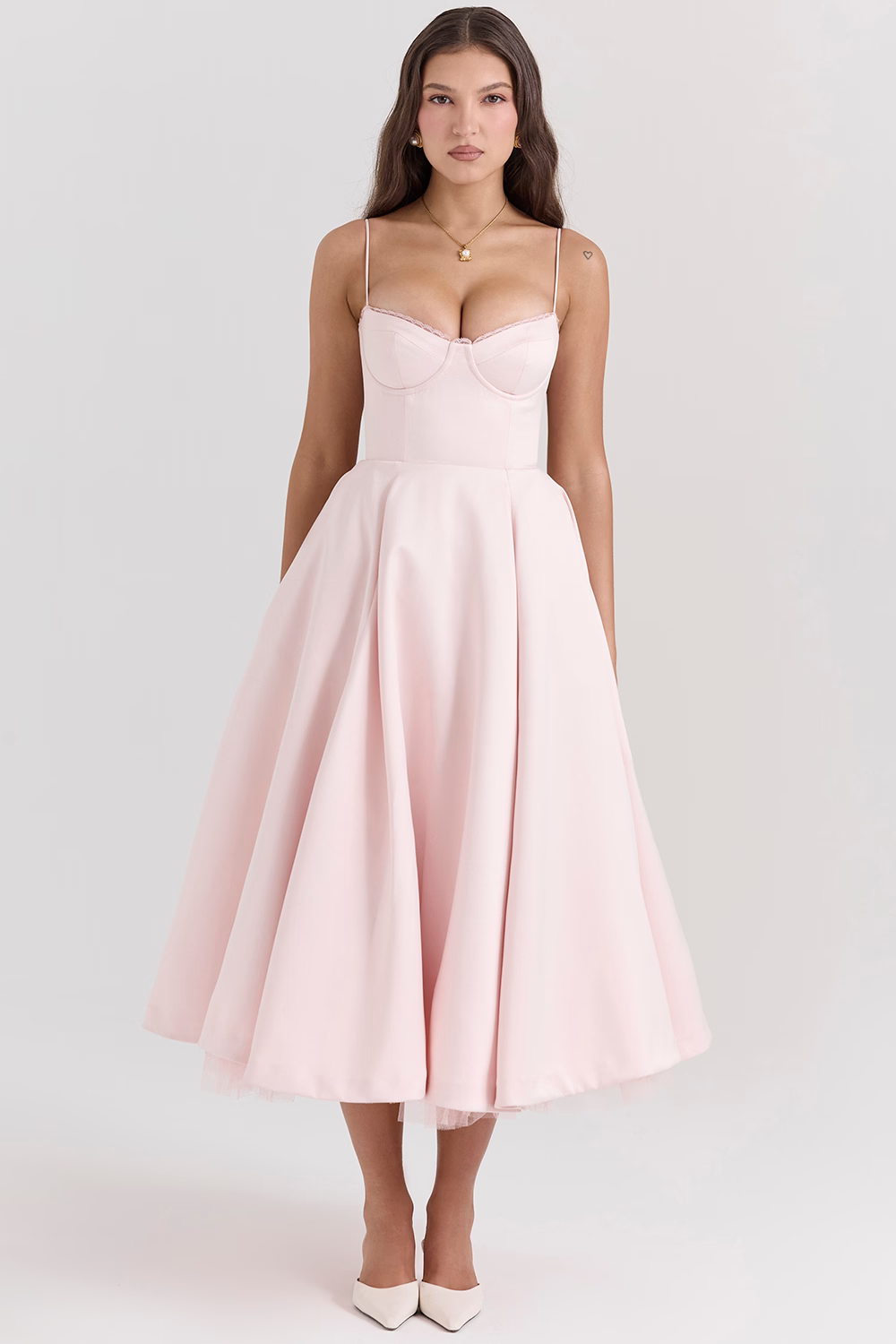 Corset Bodice A-Line Midi Dress for Women | Sweetheart Neckline Formal Wear