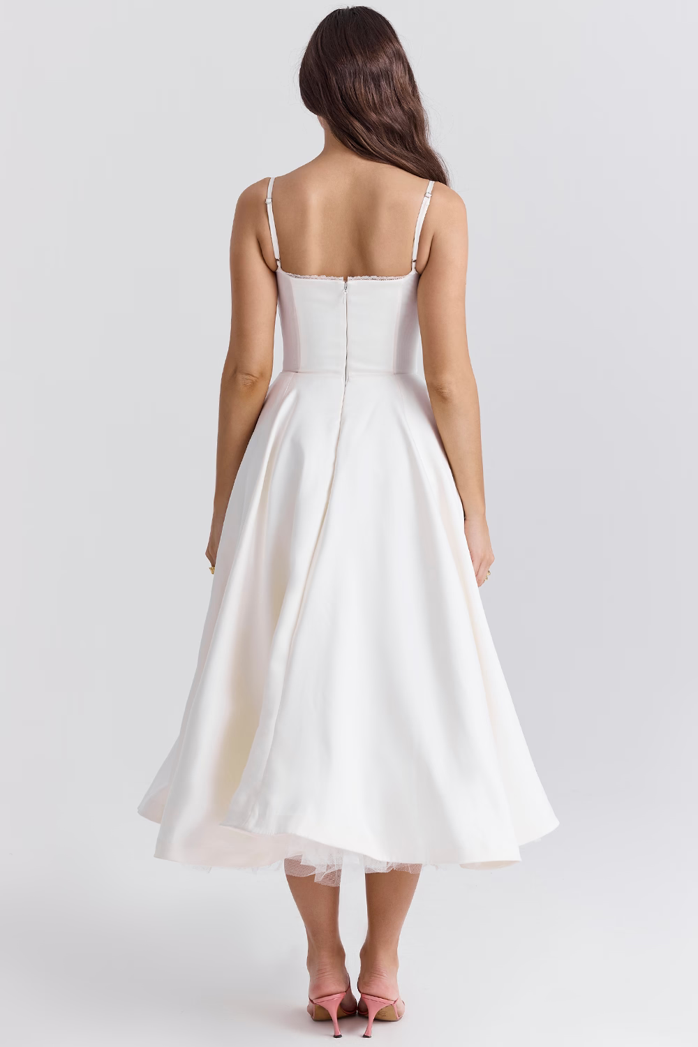 Corset Bodice A-Line Midi Dress for Women | Sweetheart Neckline Formal Wear