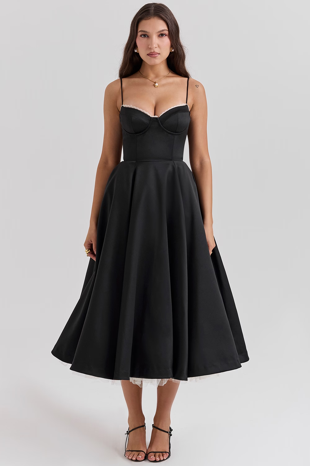 Corset Bodice A-Line Midi Dress for Women | Sweetheart Neckline Formal Wear