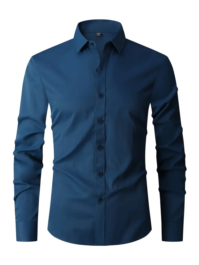 Slim Fit Button Up Long Sleeve Shirt for Men | Casual Semi-Formal Wear