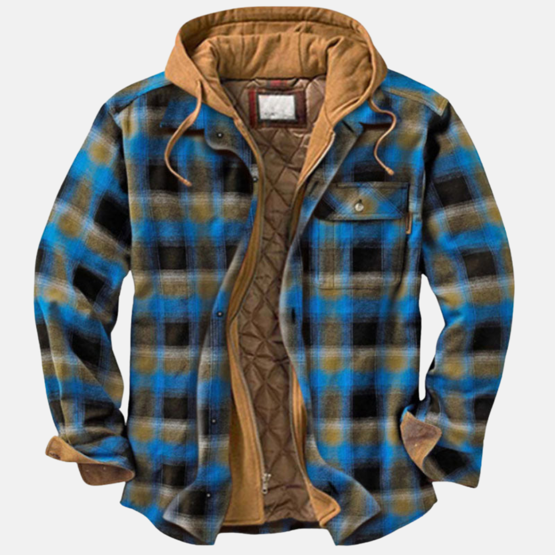 Quilted Lined Button Up Shirt Jacket for Men | Long Sleeve Front Pockets
