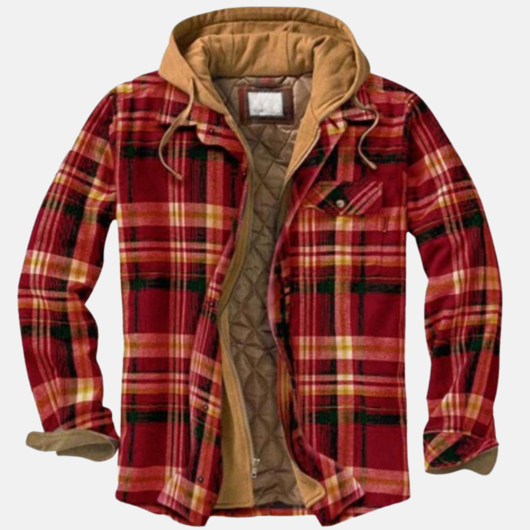 Quilted Lined Button Up Shirt Jacket for Men | Long Sleeve Front Pockets