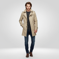 Regular Fit Button Front Belted Trench Coat for Men | Everyday Outerwear