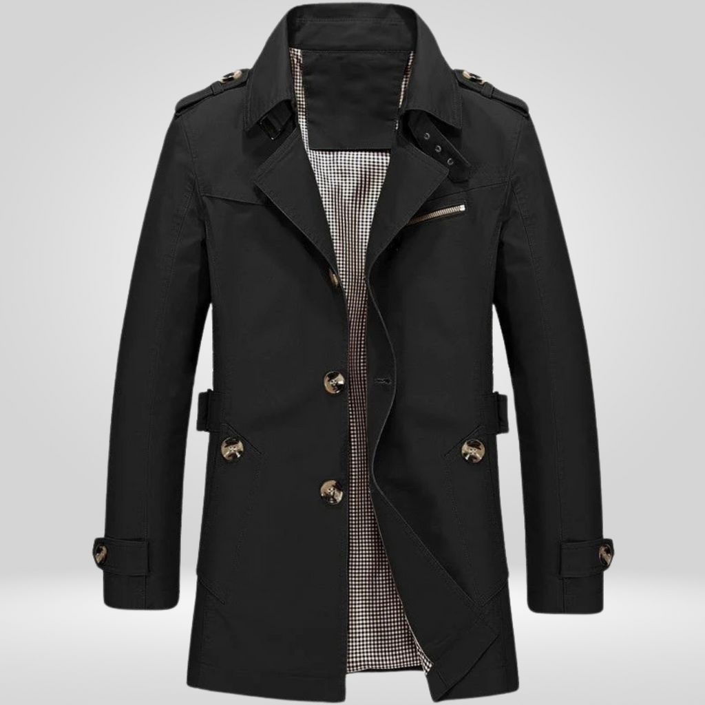 Regular Fit Button Front Belted Trench Coat for Men | Everyday Outerwear