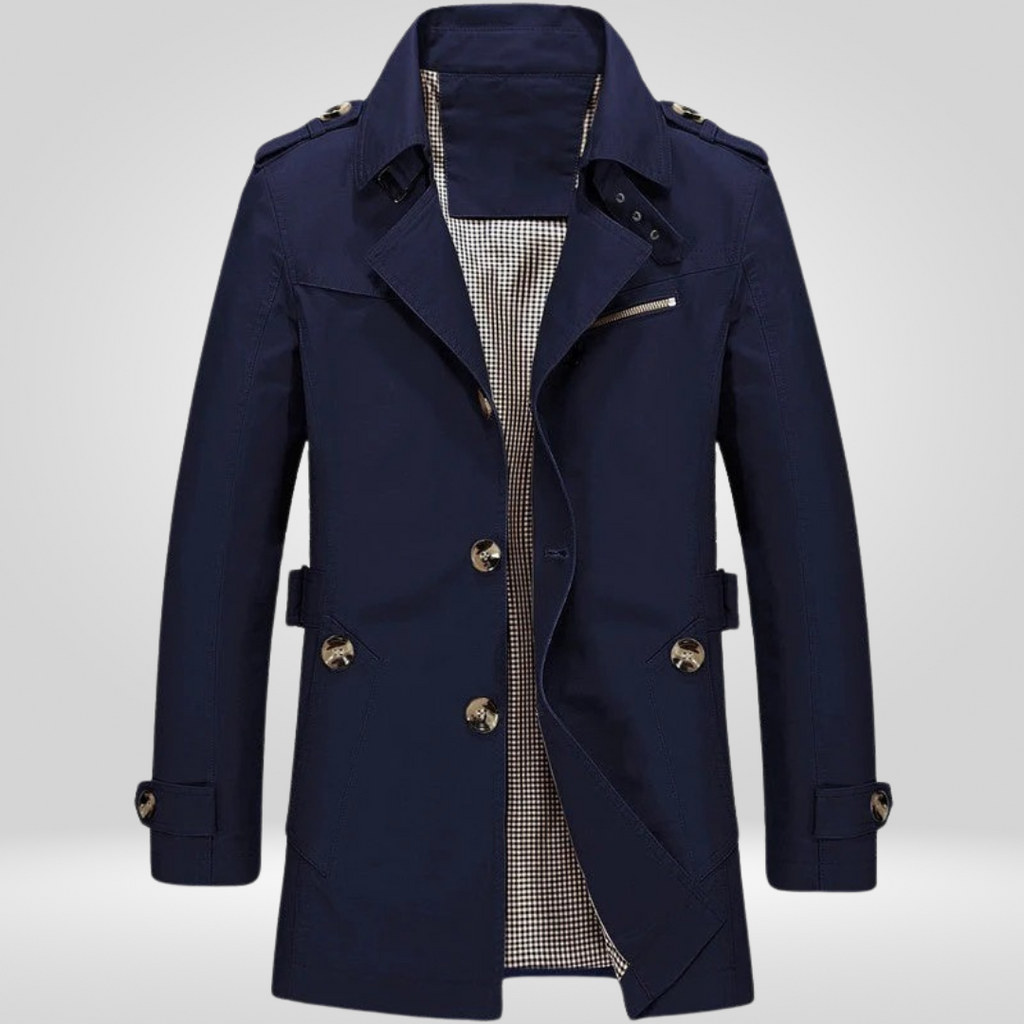 Regular Fit Button Front Belted Trench Coat for Men | Everyday Outerwear