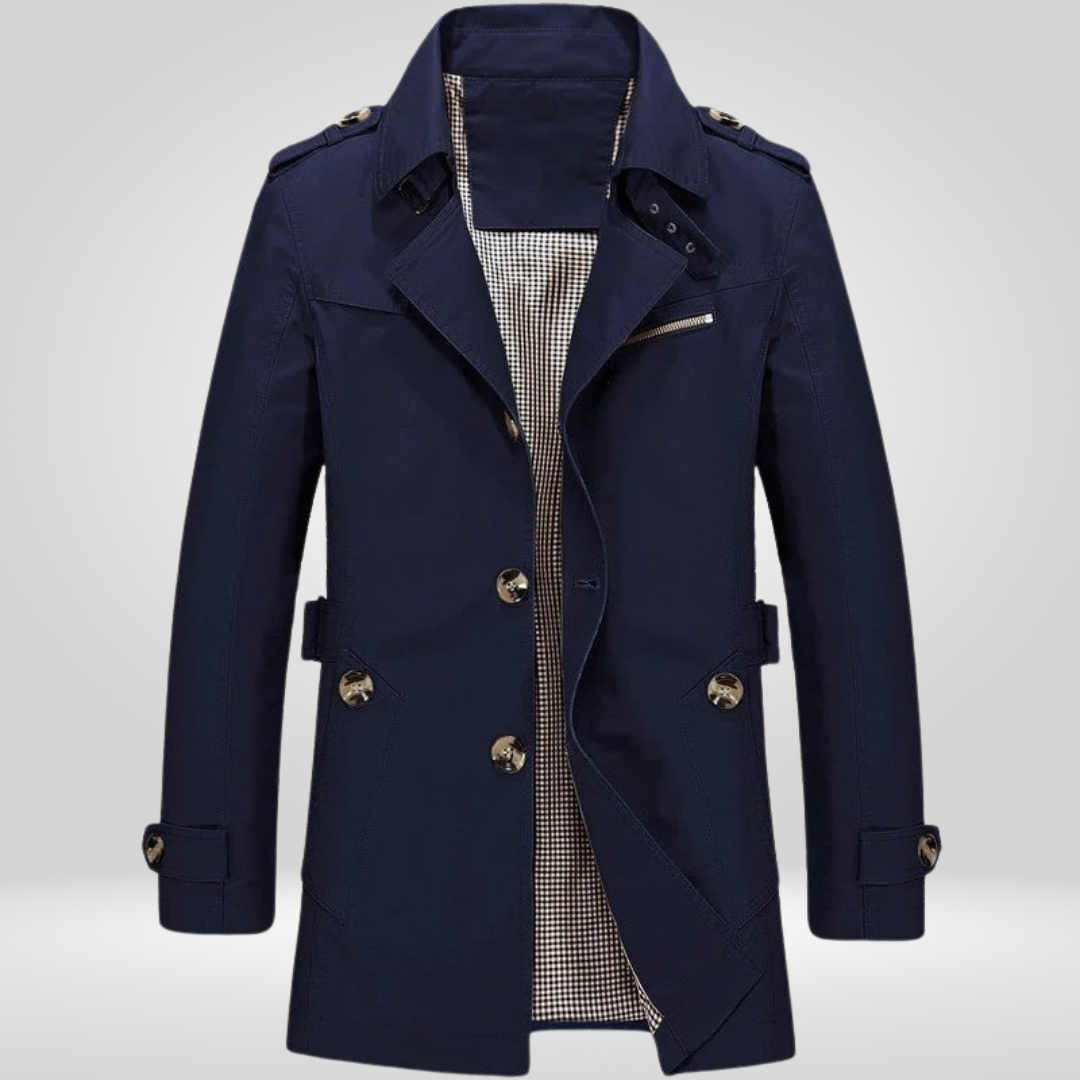 Regular Fit Button Front Belted Trench Coat for Men | Everyday Outerwear
