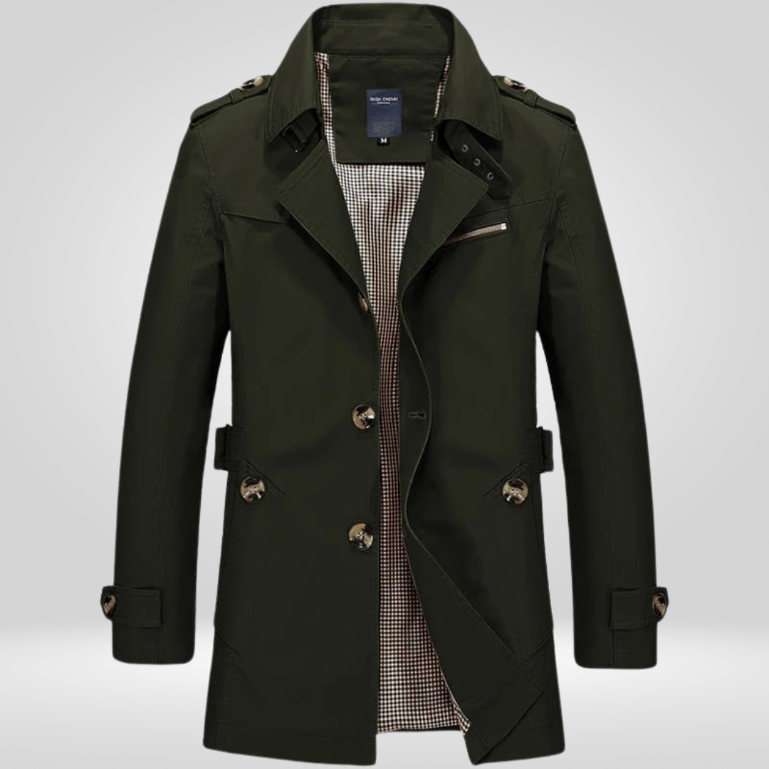 Regular Fit Button Front Belted Trench Coat for Men | Everyday Outerwear