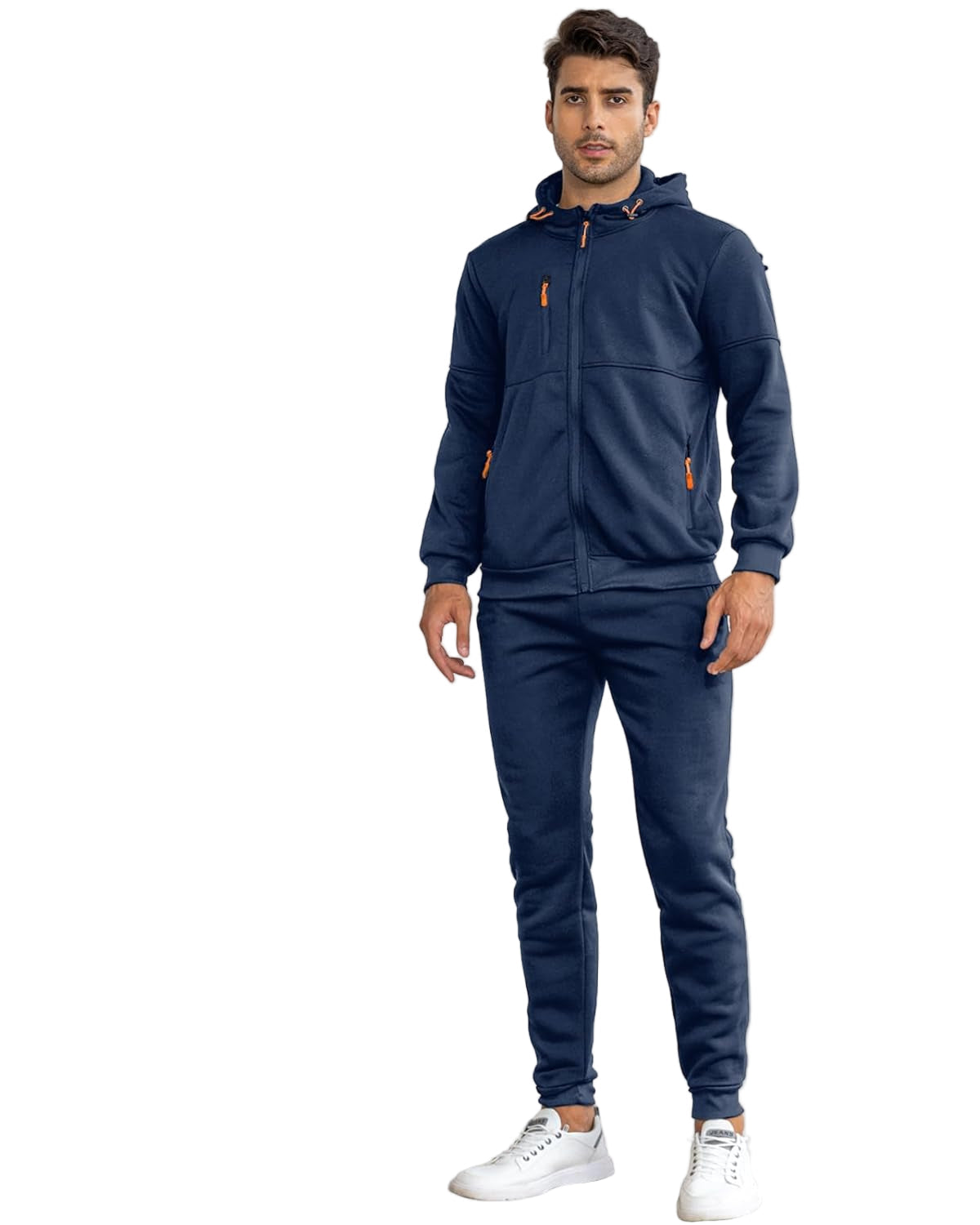 Black Zip Up Hoodie and Jogger Sweatpants Set for Men | Casual Loungewear