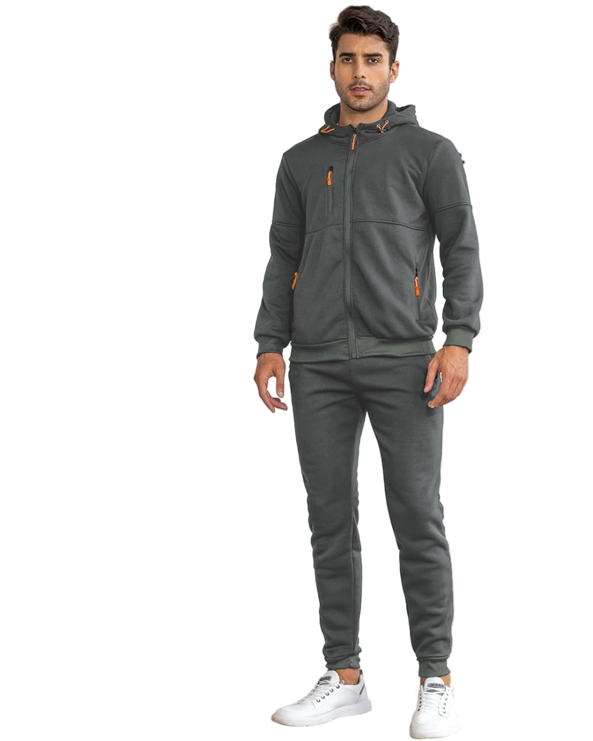 Black Zip Up Hoodie and Jogger Sweatpants Set for Men | Casual Loungewear