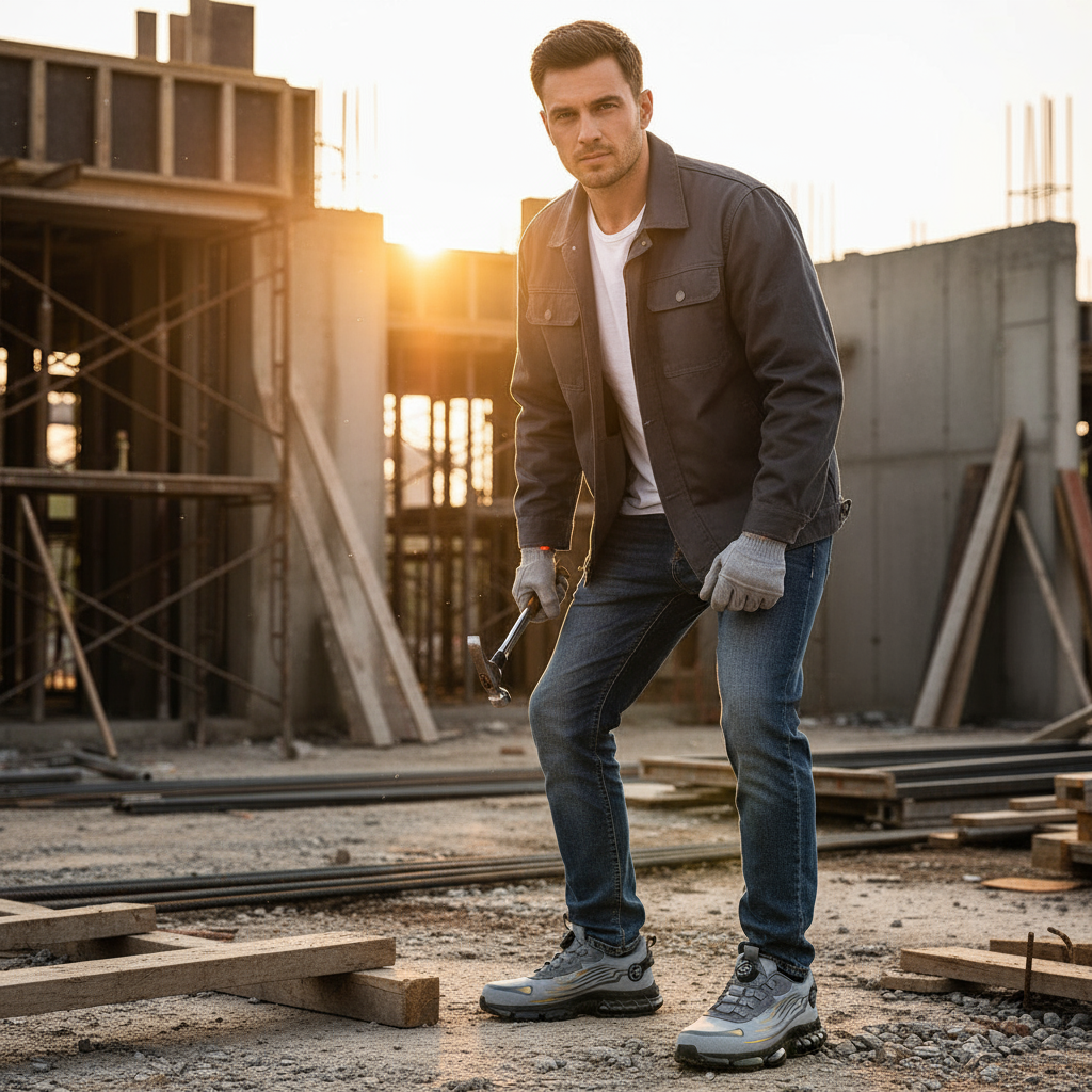 Reinforced Toe Laced Work Boots for Men | Durable Protective Safety Footwear