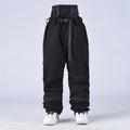 Black Windproof Waterproof Zip Front Snowboard Pants for Men | Winter Sports