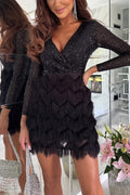 Sequin V Neck Fitted Mini Dress for Women | Evening Party and Special Occasion