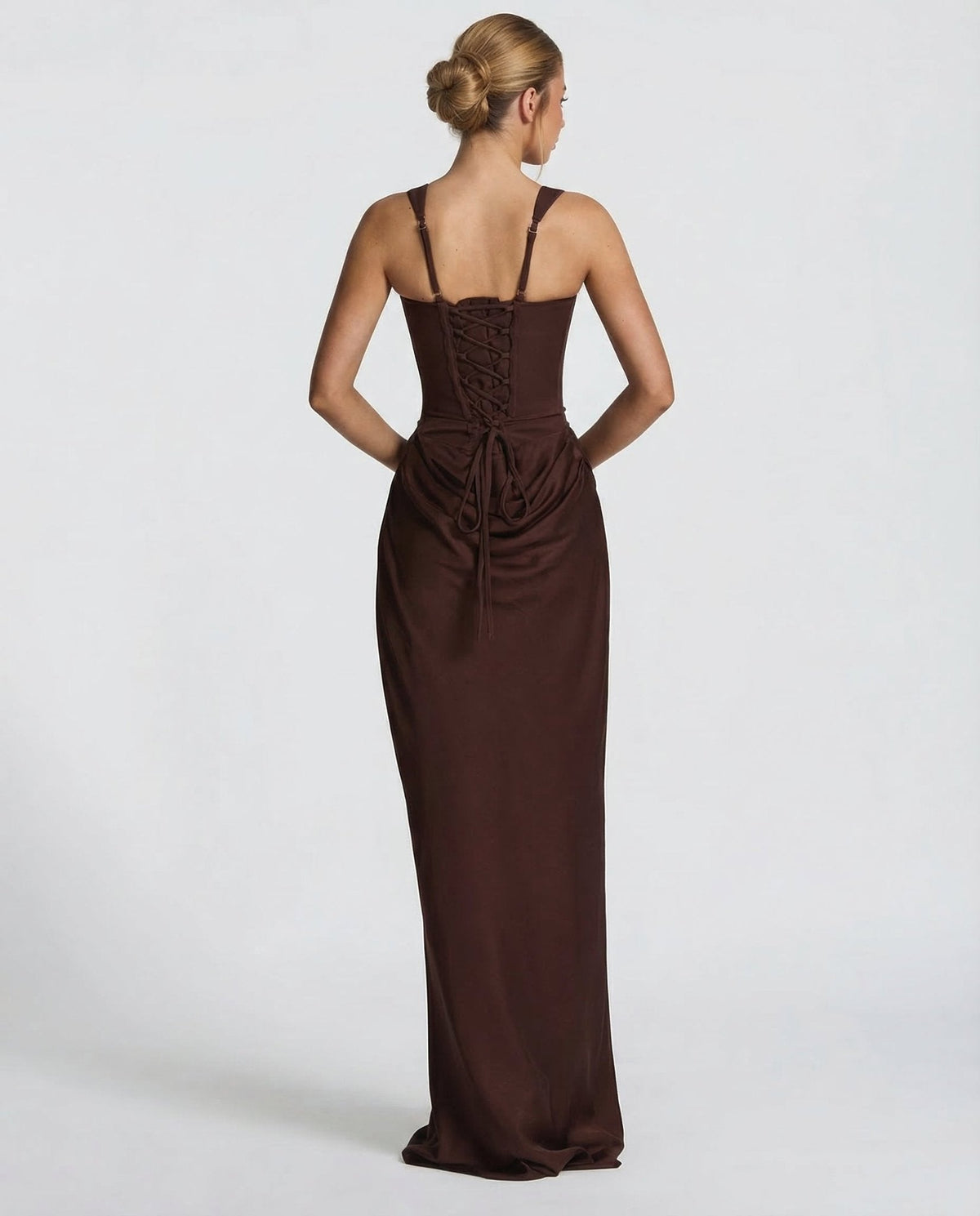 Draped Corset Maxi Dress for Women | Sleeveless Evening Occasion Style