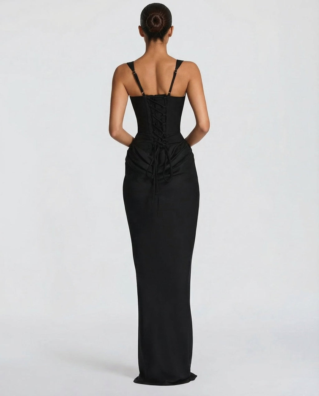 Draped Corset Maxi Dress for Women | Sleeveless Evening Occasion Style