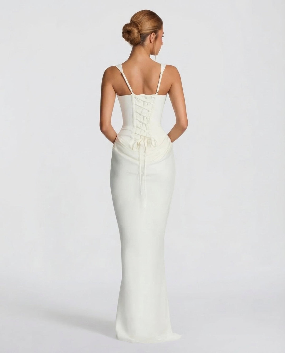Draped Corset Maxi Dress for Women | Sleeveless Evening Occasion Style