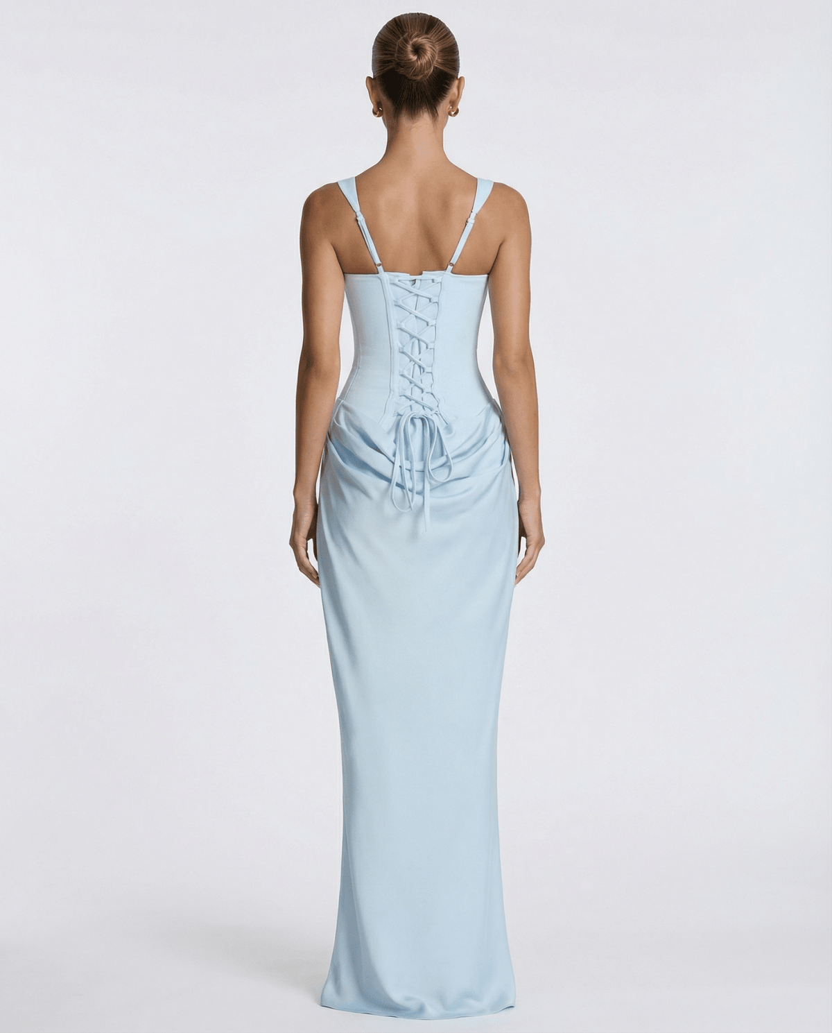 Draped Corset Maxi Dress for Women | Sleeveless Evening Occasion Style