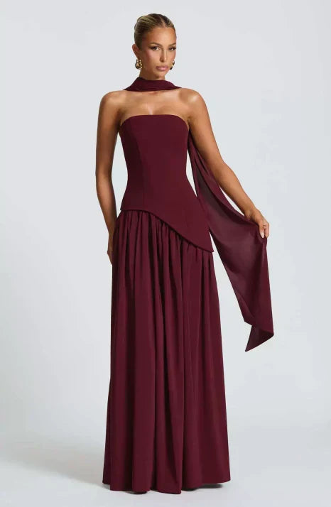 Long Flared Fitted Maxi Evening Dress for Women | Valentine Events Gala