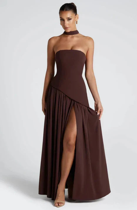 Long Flared Fitted Maxi Evening Dress for Women | Valentine Events Gala