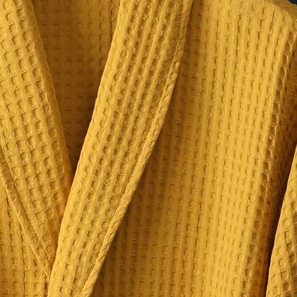 Cotton Waffle Weave Belted Bathrobe for Men | Lightweight Home Loungewear