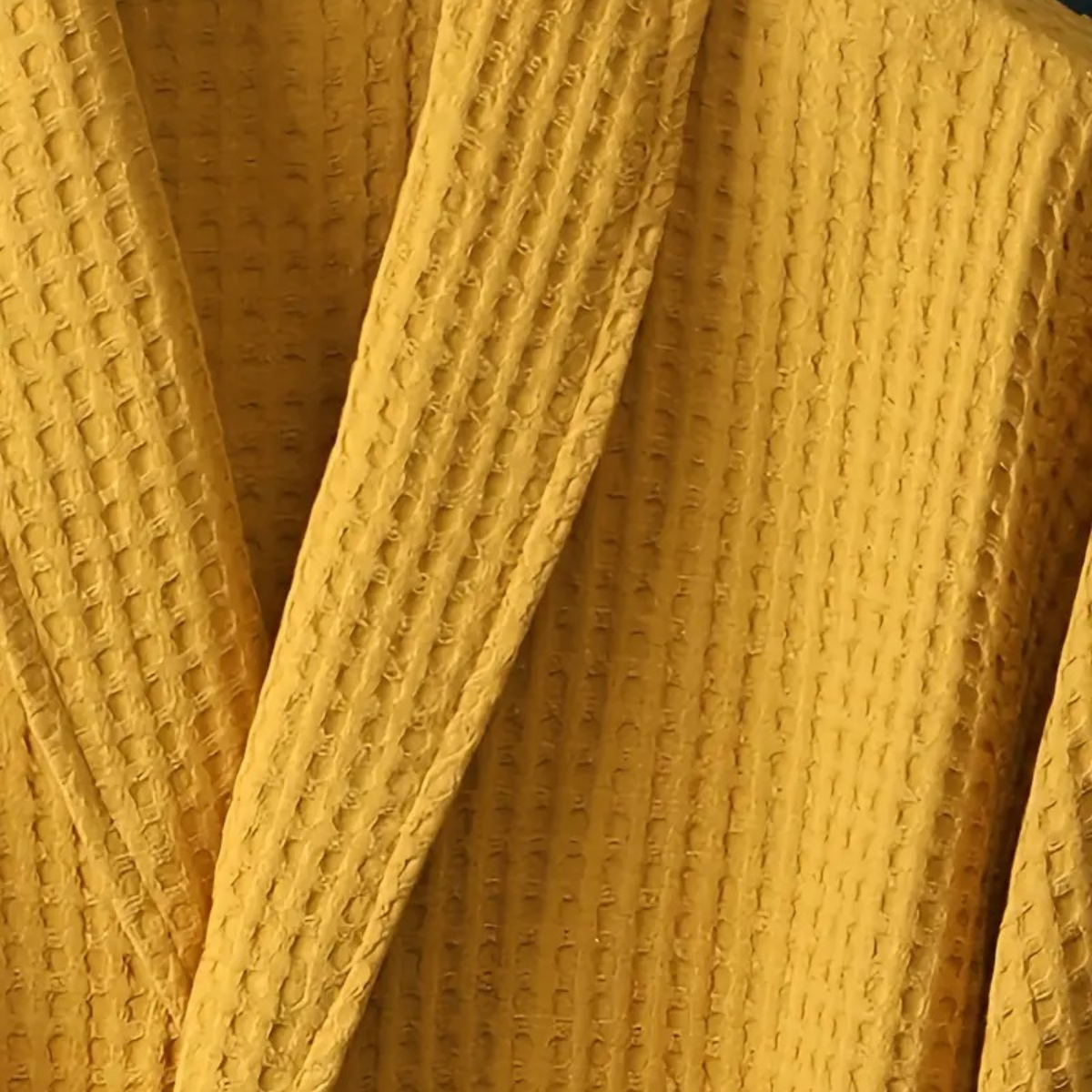 Cotton Waffle Weave Belted Bathrobe for Men | Lightweight Home Loungewear