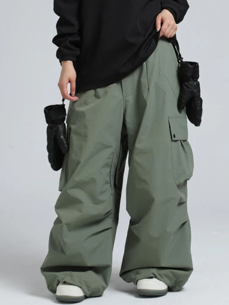 Baggy Cargo Snowboard Pants with Adjustable Waist for Men | Winter Sports