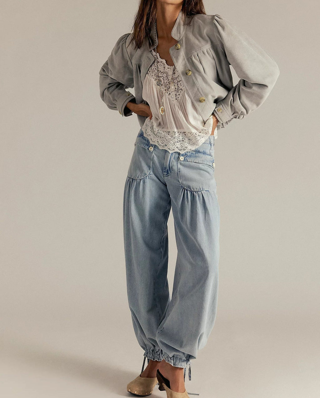 Lightweight Wide Leg Pleated Palazzo Pants with Double Pockets for Women
