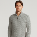 Men's Sweater | Half-Zip Design with High Collar and Ribbed Cuffs