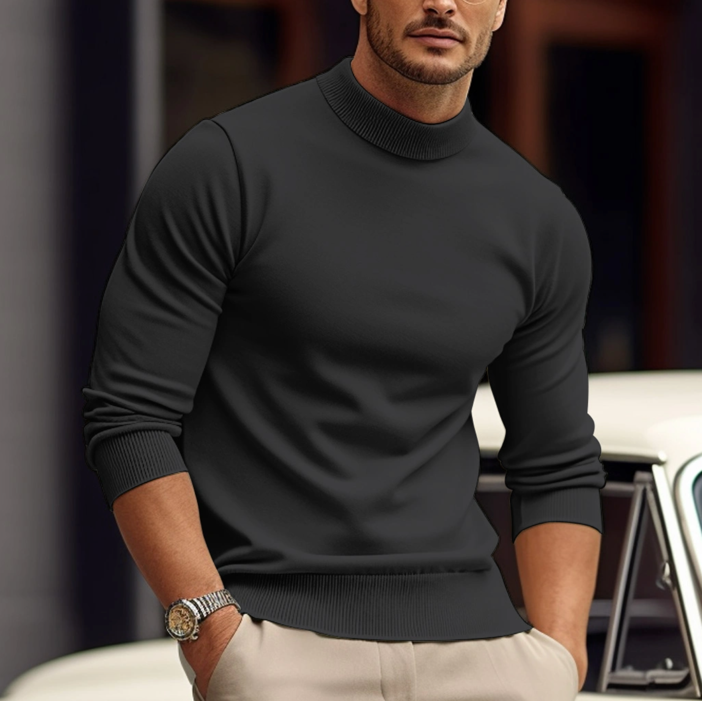 Men's Sweater | Turtleneck Fitted Cut Long Sleeve Design