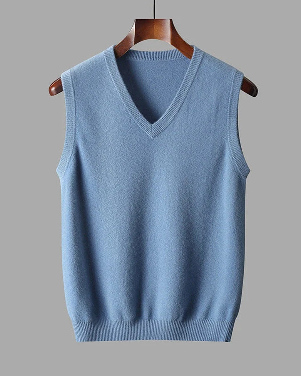 Ribbed Trim Fine Knit V-Neck Sleeveless Sweater Vest for Men