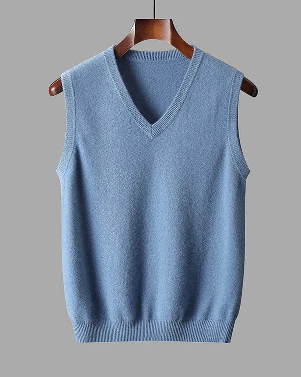 Ribbed Trim Fine Knit V-Neck Sleeveless Sweater Vest for Men