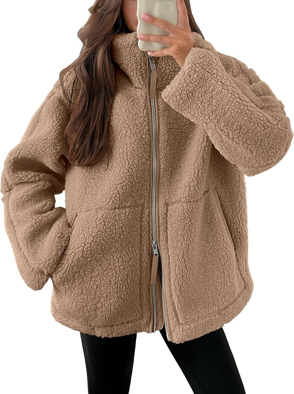 Oversized Zip Front Winter Coat for Women | Casual Outdoor Wear