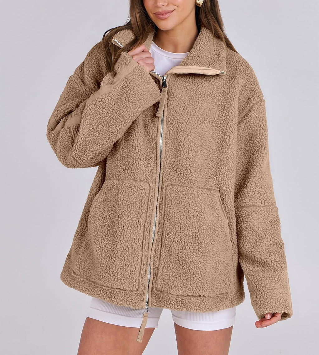 Oversized Zip Front Winter Coat for Women | Casual Outdoor Wear