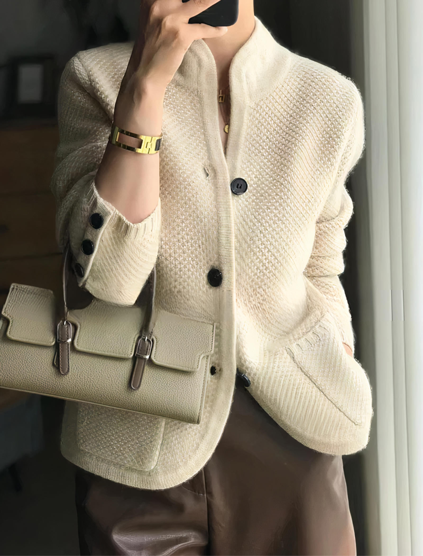 Women's Cardigan | Front Closure and Long Sleeves Style