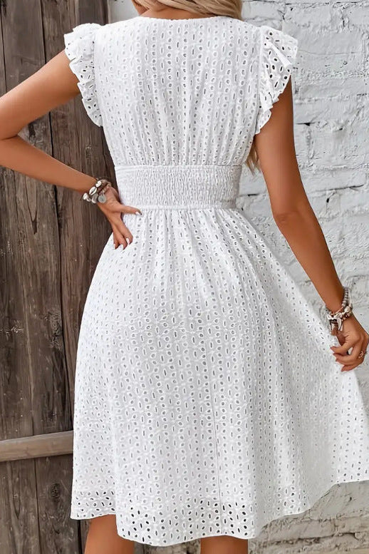 White Jacquard Strapless Fitted Midi Dress for Women | Spring Event Wear