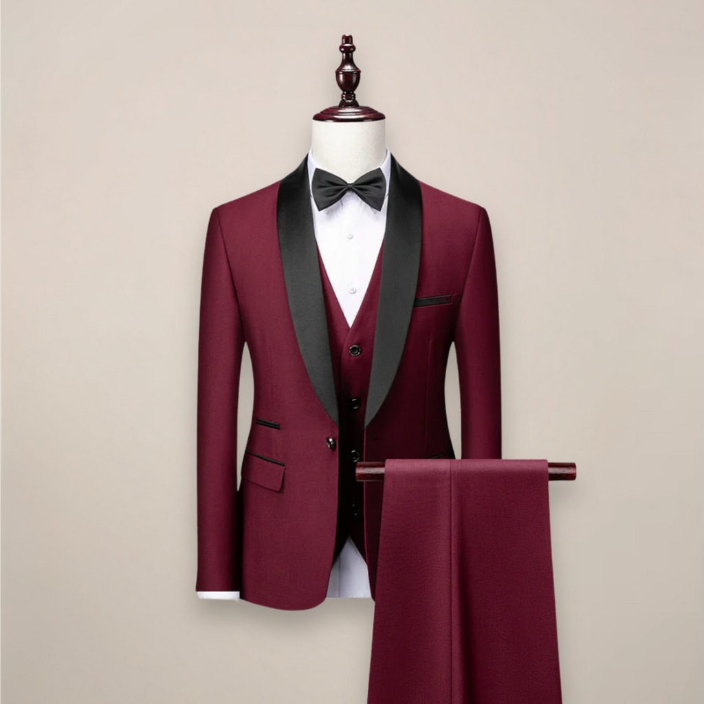 Shawl Lapel Three Piece Tuxedo Suit with Vest and Pants for Men | Wedding