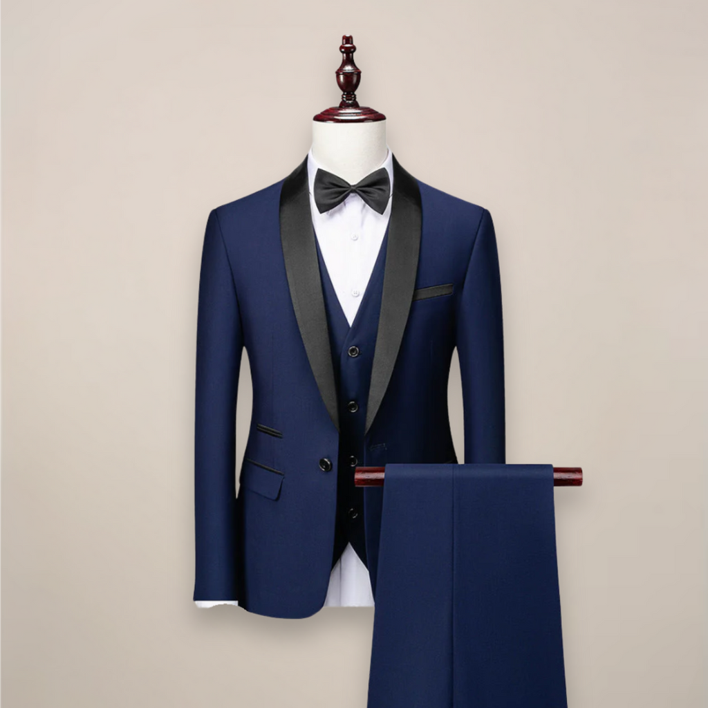 Shawl Lapel Three Piece Tuxedo Suit with Vest and Pants for Men | Wedding