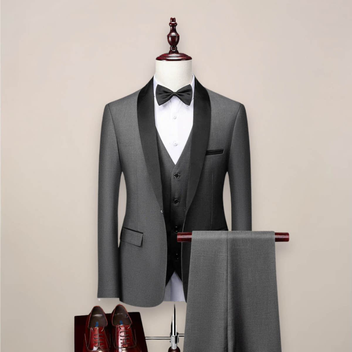 Shawl Lapel Three Piece Tuxedo Suit with Vest and Pants for Men | Wedding