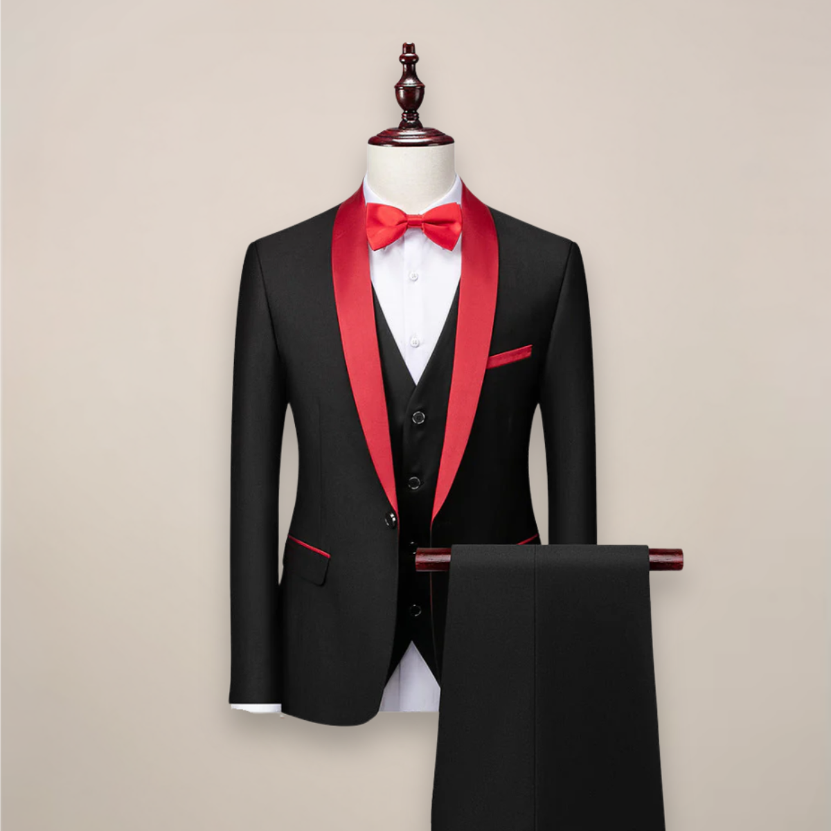 Shawl Lapel Three Piece Tuxedo Suit with Vest and Pants for Men | Wedding