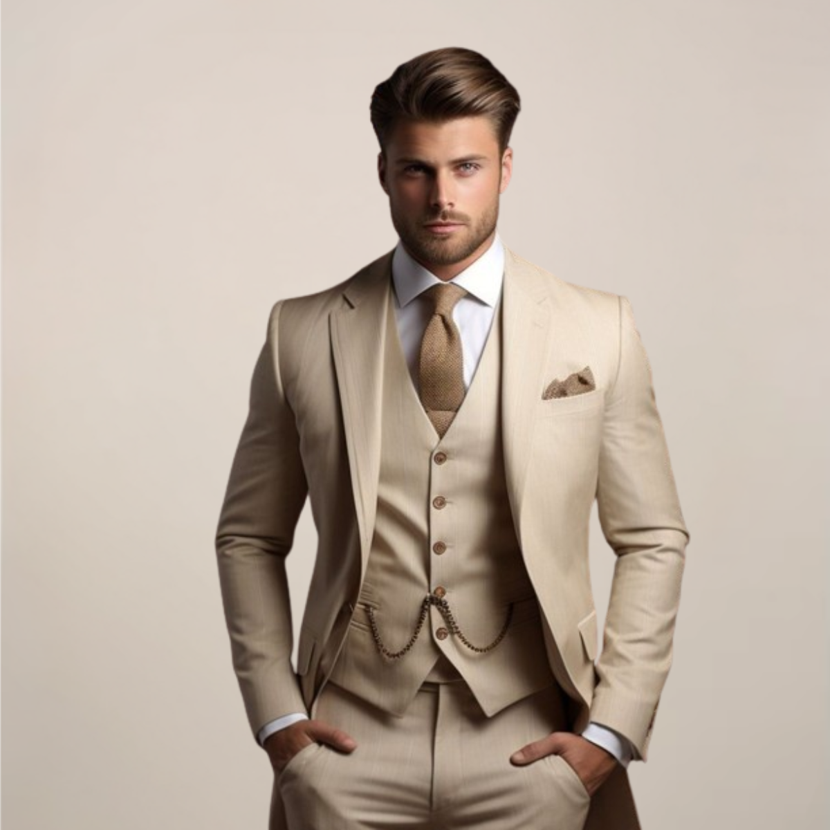 Breathable Three Piece Wedding Suit for Men | Spring Formal Jacket Vest Pants