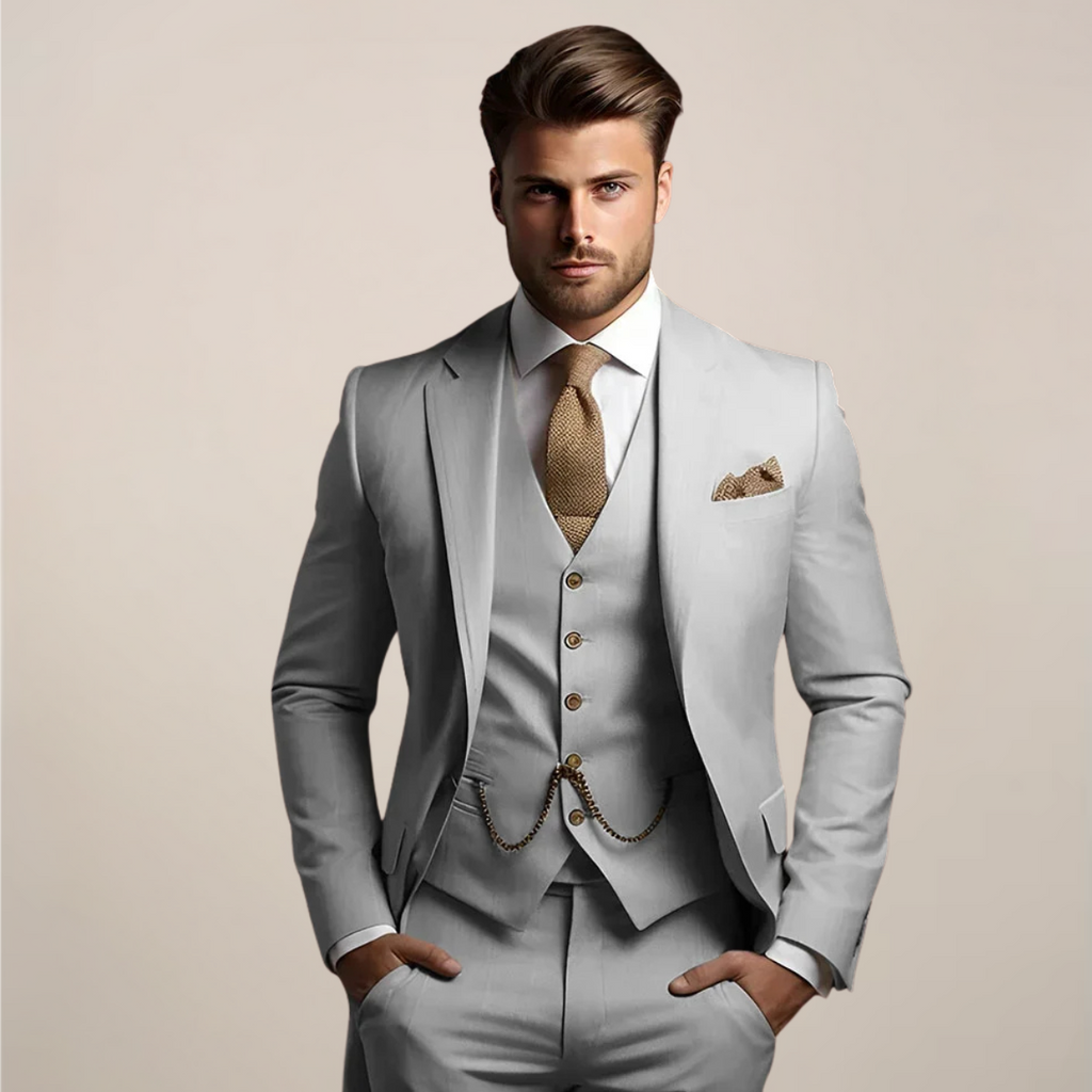 Breathable Three Piece Wedding Suit for Men | Spring Formal Jacket Vest Pants